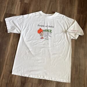 Vintage String Info India T-Shirt Men's Size XL White Rare People Of India